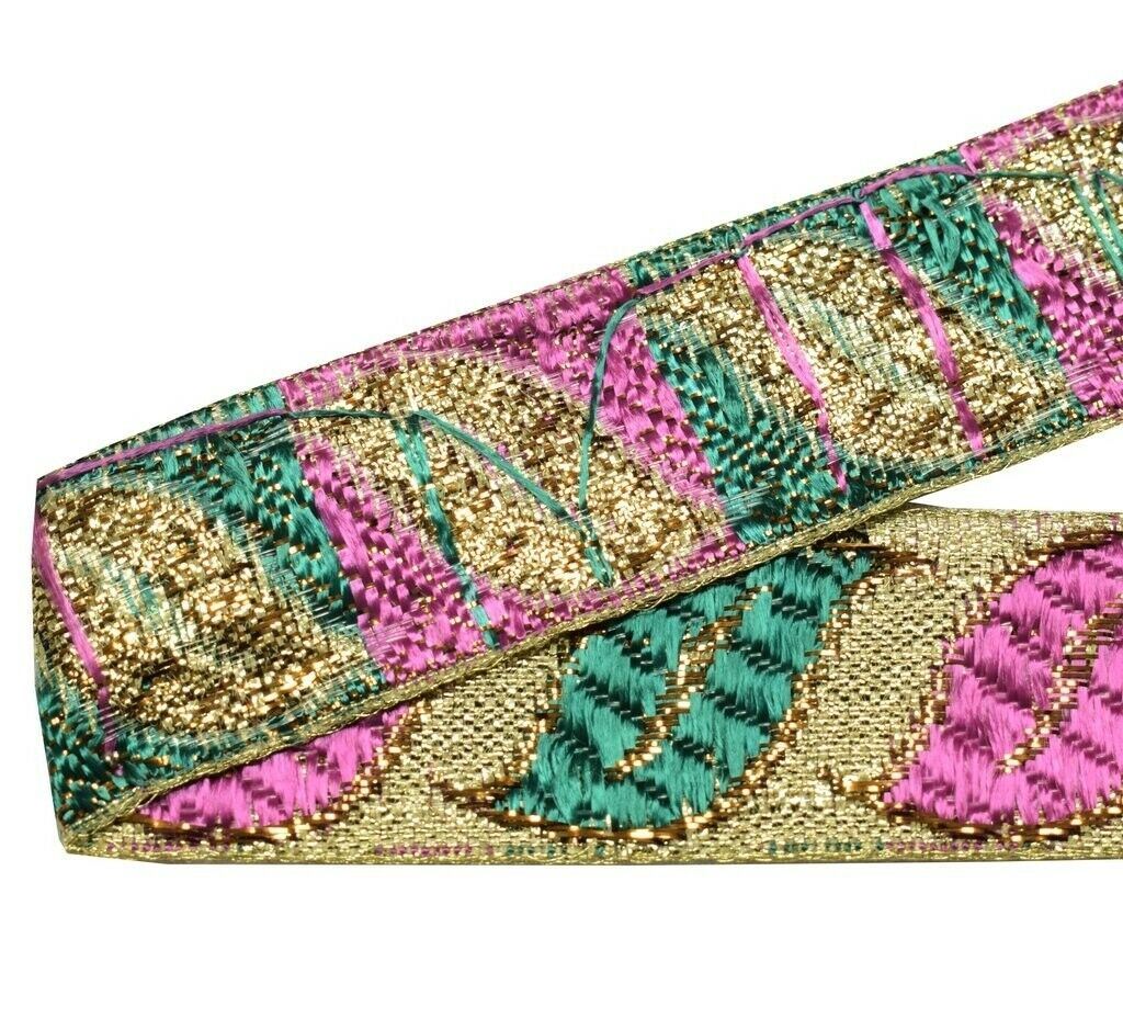 1.25" W 3 Yard Saree Border Indian Craft Trim Woven Multi Color Sewing Lace