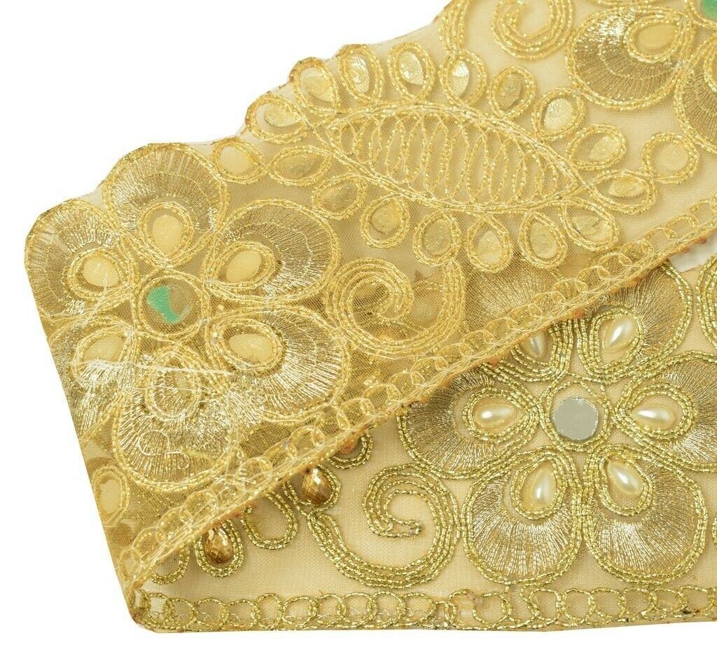 1 Yard Pearl Beads Stone Zari Work Zari Border Indian Trim Sewing Ribbon Lace