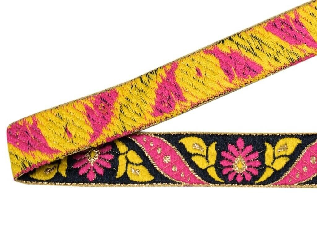 3 Yard Sari Border Indian Woven Craft Trim Sewing Ribbon Lace Edging Tape Black