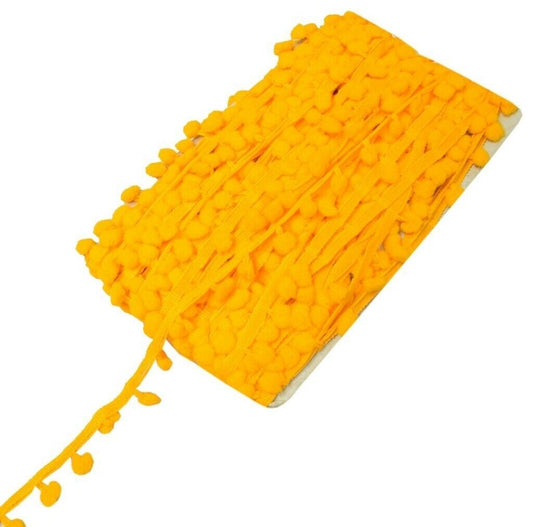 8 Yard Sari Pom Pom Border Indian Craft Trim Sewing Lace Edging Tape Yellow