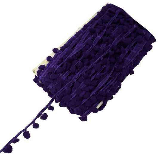 8 Yard Sari Pom Pom Border Indian Craft Trim Sewing Lace Edging Tape Purple