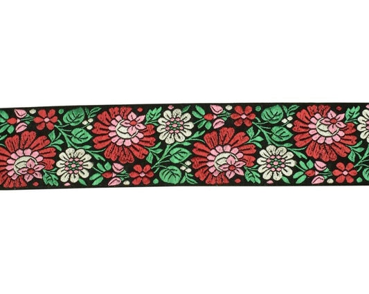 1 Yard Sari Border Indian Craft Trim Sewing Floral Ribbon Lace Edging Tape Black