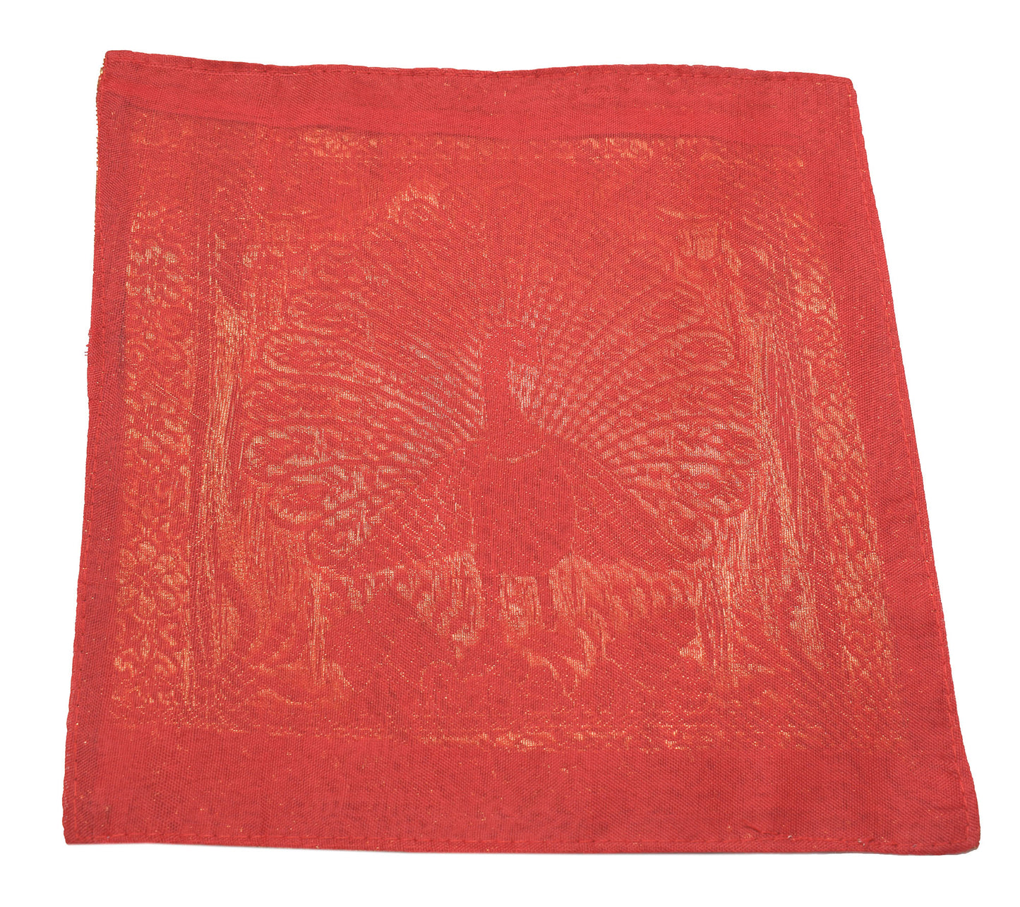 Art Silk Woven Zari Brocade Table Mat Multi Purpose Fabric Red