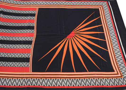 Sushila Vintage Pure Crepe Scrap Saree Printed Geometrical Soft Sari Craft Fabric