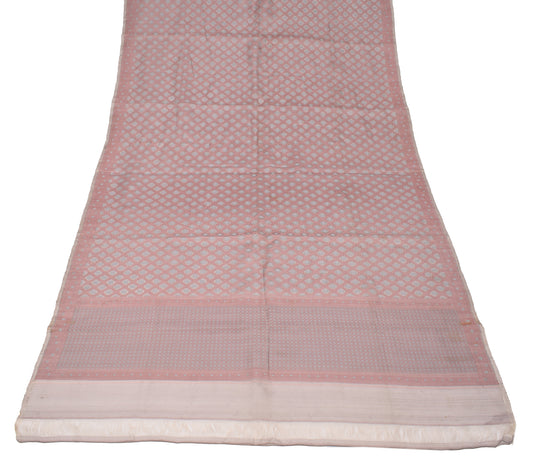 Sushila Vintage Mauve Woven Scrap Dupatta Pure Organza Silk Floral Long Stole