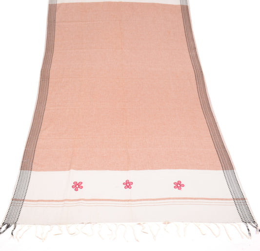 Sushila Vintage Woven Brown Scrap Dupatta Pure Cotton Long Stole Wrap