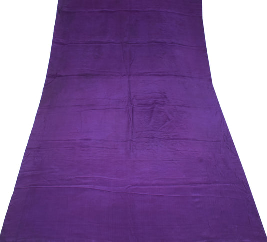 Sushila Vintage Purple Sari Remnant Scrap Pure Crepe Silk Soft Craft Fabric