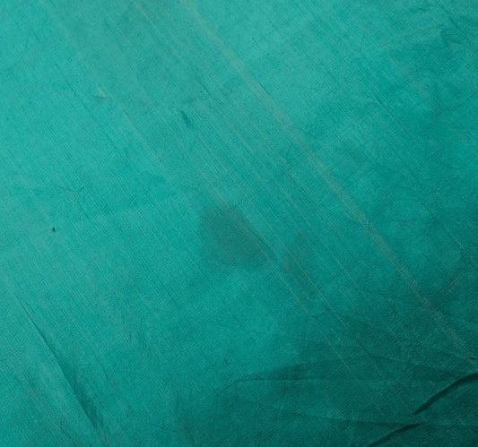 Sushila Vintage Sari Remnant Scrap Woven Pure Silk Craft Fabric Teal Green