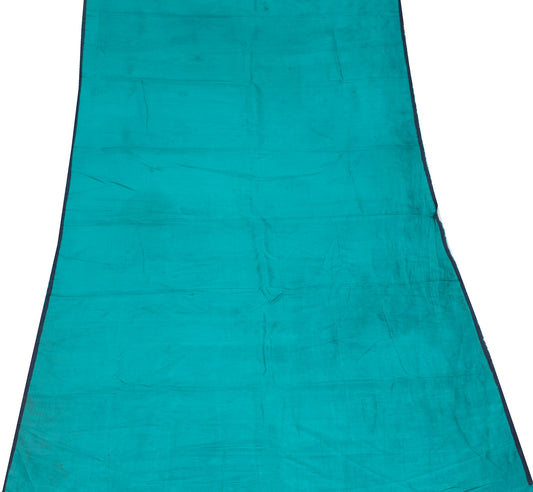 Sushila Vintage Teal Green Sari Remnant Scrap Woven Pure Silk Craft Fabric
