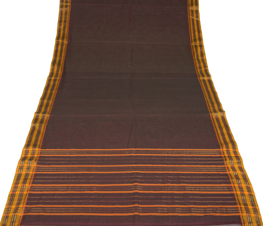 Sushila Vintage Maroon Handloom Saree Rudraksha Border Pure Cotton 6YD Saree Fabric