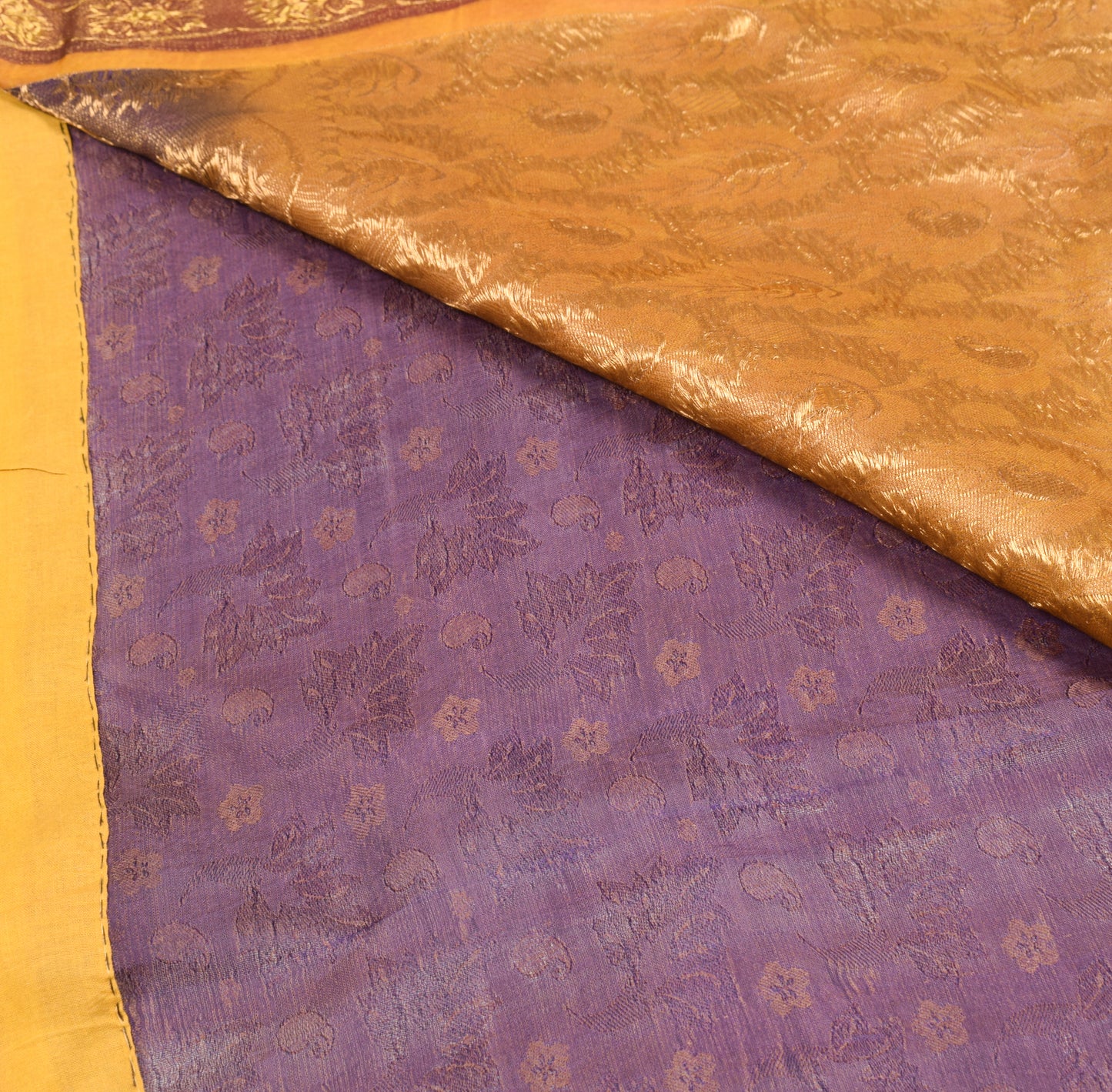 Sushila Vintage Pure South Silk Saree Purple Woven Brocade HEAVY Sari Craft Fabric