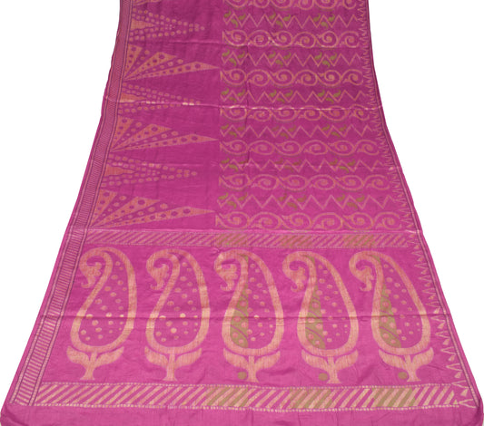 Sushila Vintage Mulberry Saree Pure Tussar Silk Paisley Woven Soft Sari Fabric
