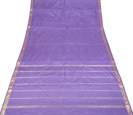 Sushila Vintage Lavender Saree 100% Pure Silk Gold Zari Brocade Soft Fabric