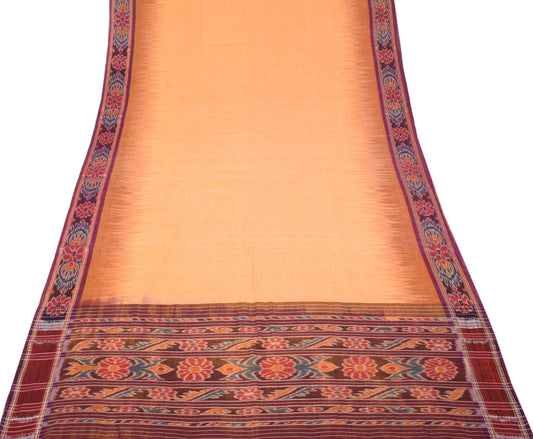 Sushila Vintage BRANDED Yellow Saree Sambalpuri Ikat Pure Cotton Sari Craft Fabric