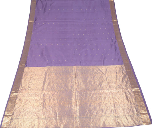 Sushila Vintage Lavender Saree Kanjivaram Art Silk Gold Zari Sari 6YD Craft Fabric