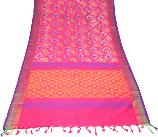 Sushila Vintage Pure Handloom Silk Saree Magenta Jamdani Sari Craft Fabric
