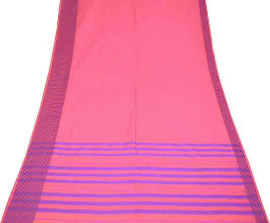 Sushila Vintage Pink Saree Woven Pure South Cotton Silk Sari 6YD Craft Fabric