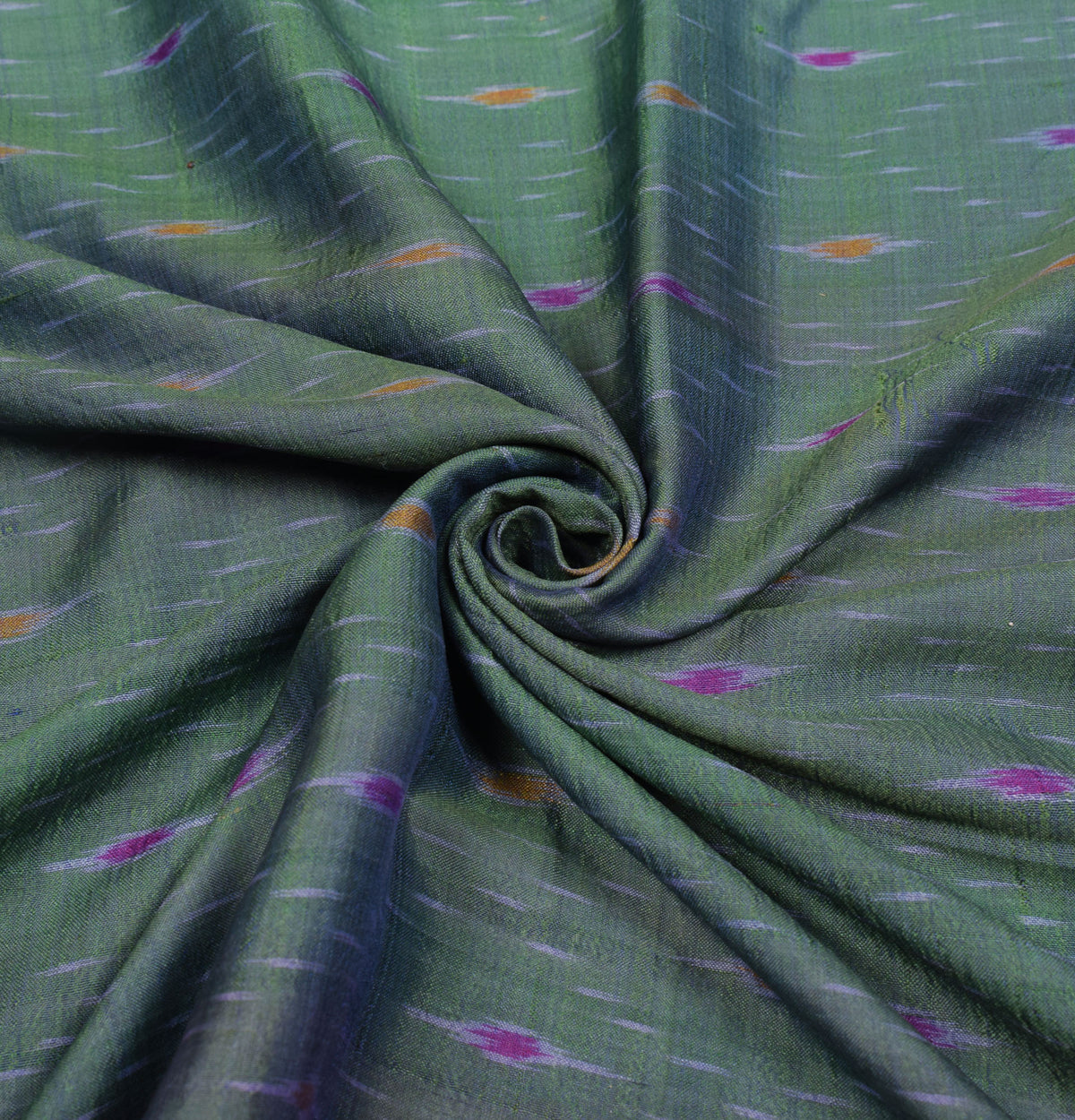 Sushila Vintage Pochampally Ikat Saree handloom Pure Silk Green Sari Craft Fabric