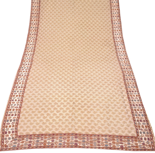 Sushila Vintage Pure Banarasi Georgette Saree Woven Beige HEAVY Sari