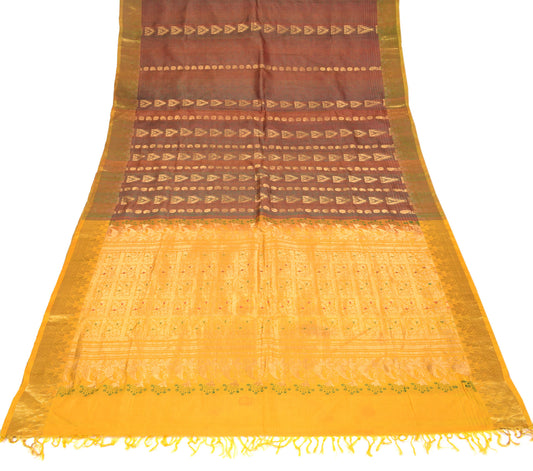 Sushila Vintage Multi-Color Saree Pure Silk Gold Zari Brocade Sari HEAVY Fabric