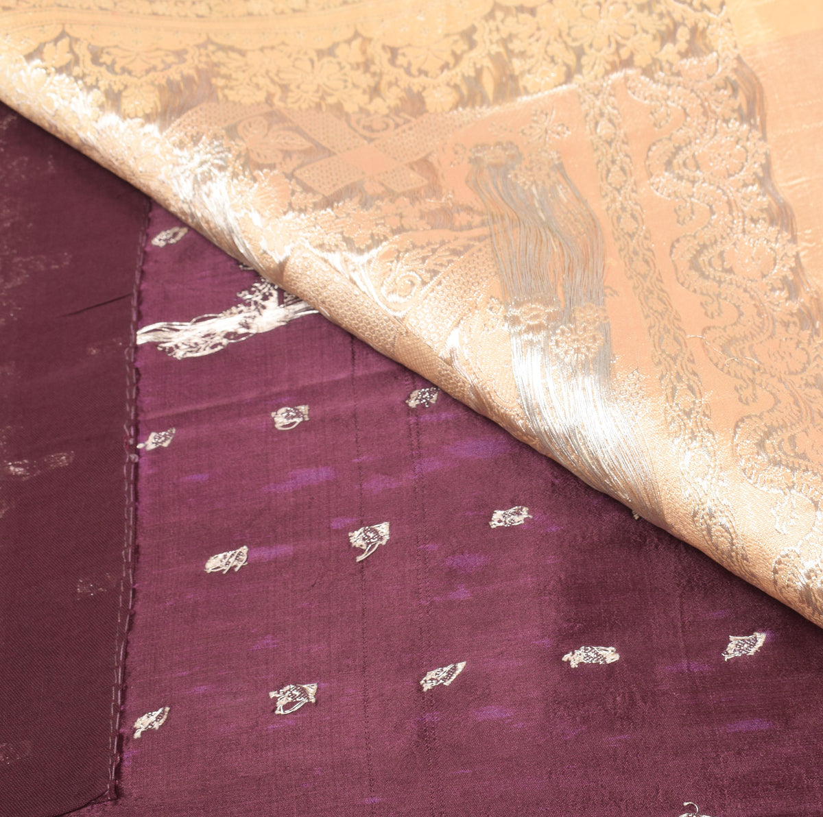 Sushila Vintage Banarasi Brocade Saree Pure Satin Silk Maroon Heavy Sari Fabric