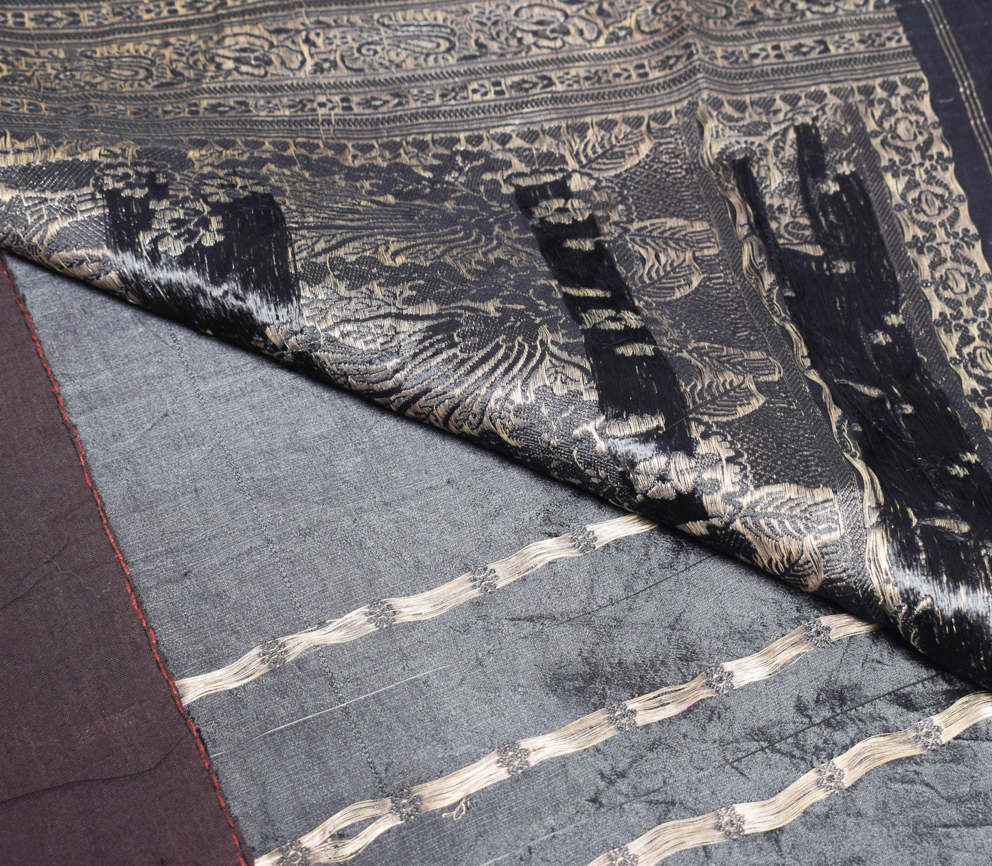Sushila Vintage Heavy Saree Blend Satin Silk Banarasi Brocade Woven Sari Fabric