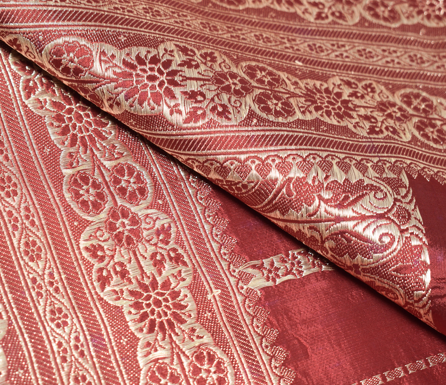 Sushila Vintage Heavy Saree Blend Satin Silk Banarasi Brocade Woven Sari Fabric