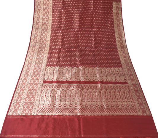Sushila Vintage Heavy Saree Pure Satin Silk Banarasi Brocade Woven Sari Fabric