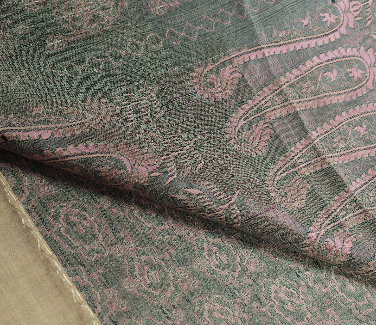 Sushila Vintage Heavy Saree Pure Satin Silk Banarasi Brocade Woven Sari Fabric