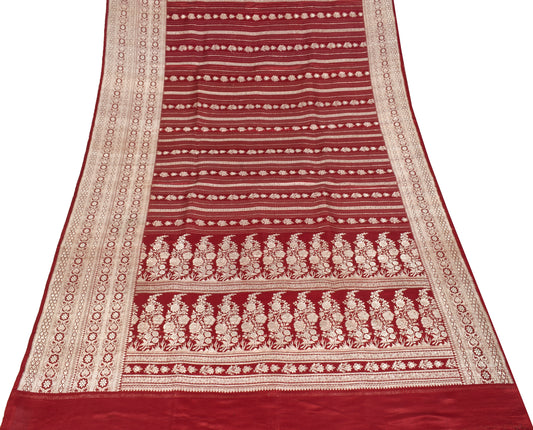 Sushila Vintage Heavy Saree Pure Satin Silk Banarasi Brocade Woven Sari Fabric
