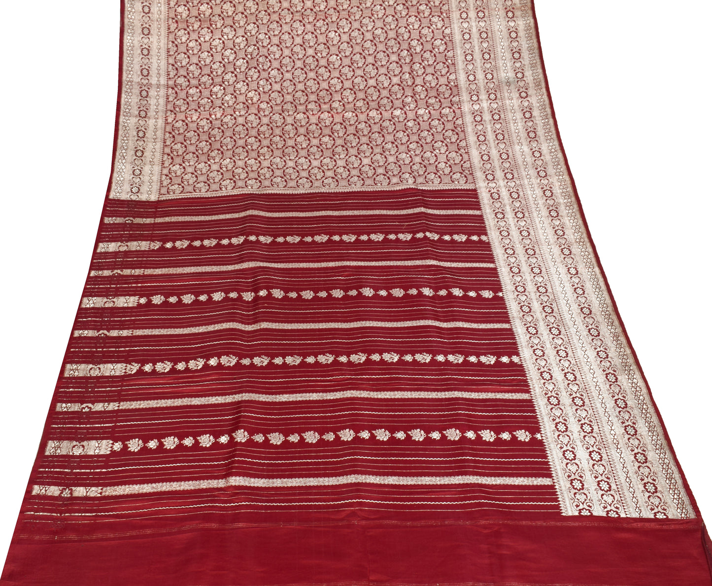 Sushila Vintage Heavy Saree Pure Satin Silk Banarasi Brocade Woven Sari Fabric