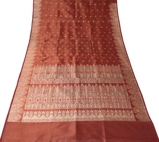 Sushila Vintage Heavy Saree Blend Satin Silk Banarasi Brocade Woven Sari Fabric