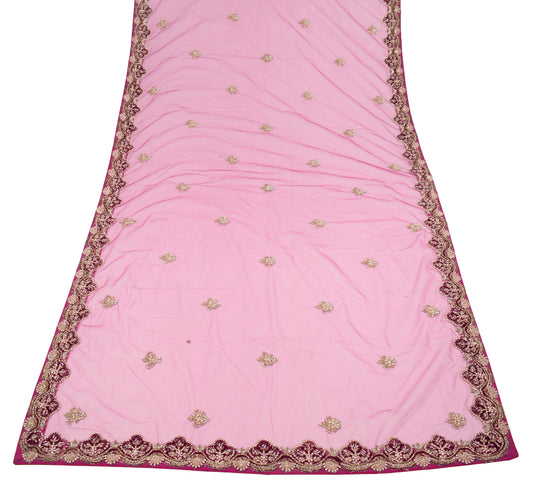 Sushila Vintage Magenta Heavy Dupatta Zardozi Work Velvet Border Long Stole
