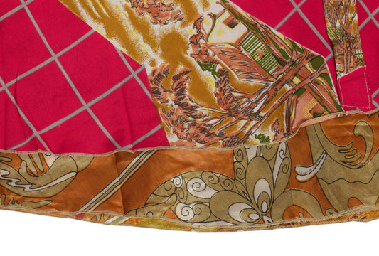 Sushila Vintage Magenta Art Silk Saree Magic Wrap Reversible Skirt Beach Dress