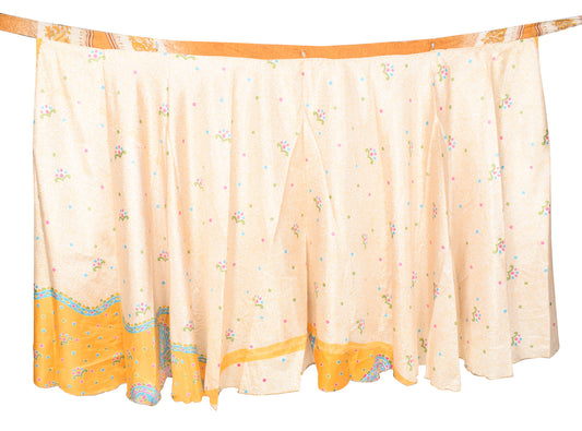 Sushila Vintage Yellow Art Silk Saree Magic Wrap Reversible Skirt Boho Beach Dress