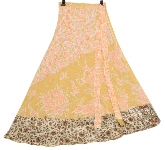 Sushila Vintage Floral Art Silk Saree Magic Wrap Reversible Skirt Beach Dress