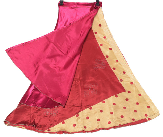 Sushila Vintage Fuchsia Art Silk Saree Magic Wrap Reversible Skirt Beach Dress