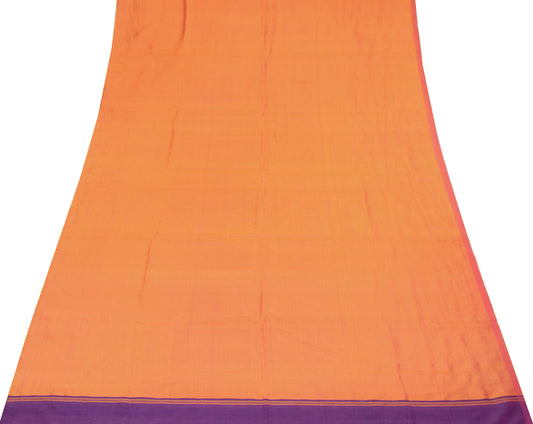 Sushila Vintage Orange Sari Remnant Scrap Pure Silk Woven 4YD Craft Fabric