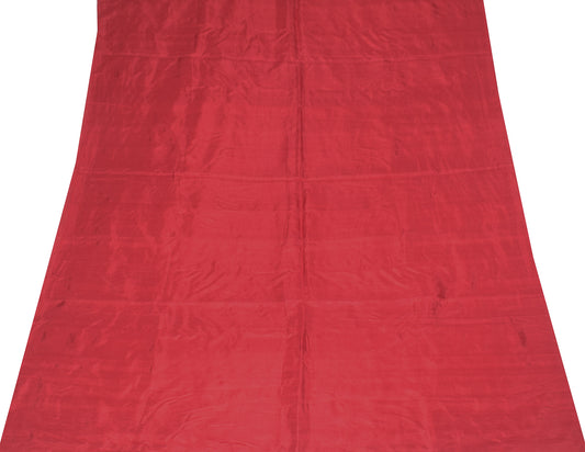 Sushila Vintage Red Pure Silk Sari Remnant Scrap Wove Soft Dress Craft Fabric