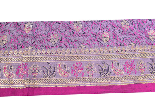Sushila Vintage Lavender Banarasi Saree Border Craft Sewing Trim Brocade Lace