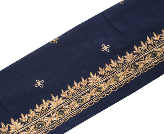 Sushila Vintage Hand Embroidered Saree Border Craft Sewing Trim Blue Lace