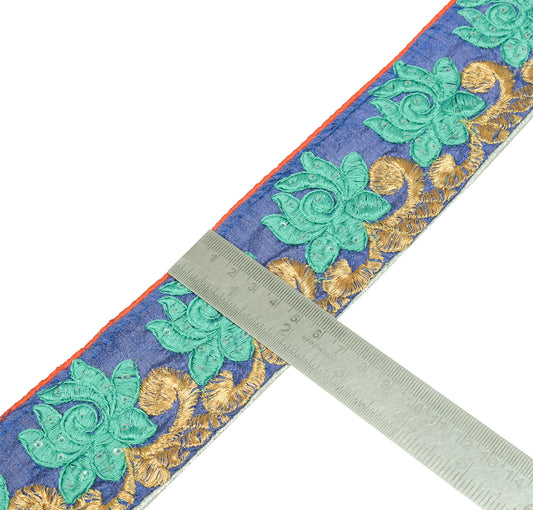Sushila Vintage Purple Saree Border Craft Sewing Trim Embroidered Lace Ribbon