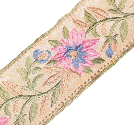 Sushila Vintage Cream Saree Border Craft Sewing Trim Lace Floral Embroidered