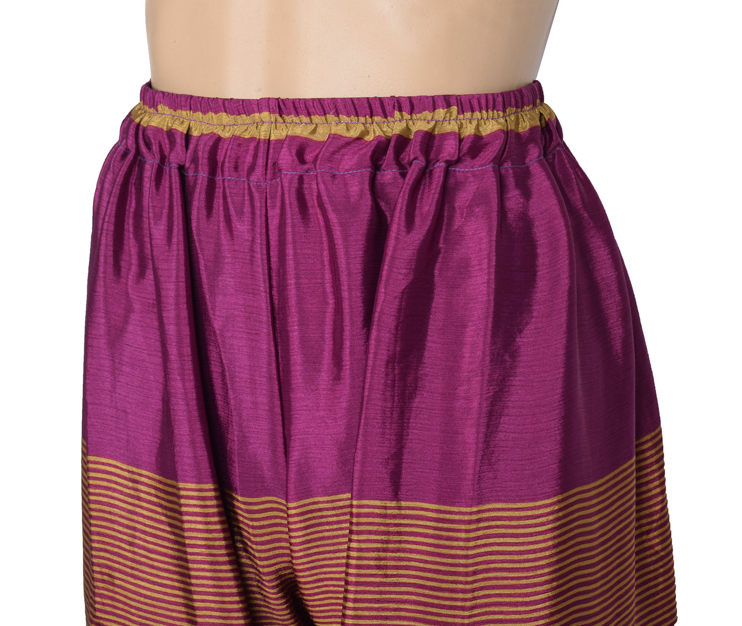 Sushila Vintage Palazzo Pants Handmade Upcycled Art Silk Sari Purple Printed
