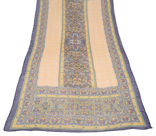 Sushila Vintage Light Yellow Printed Dupatta Pure Georgette Long Stole