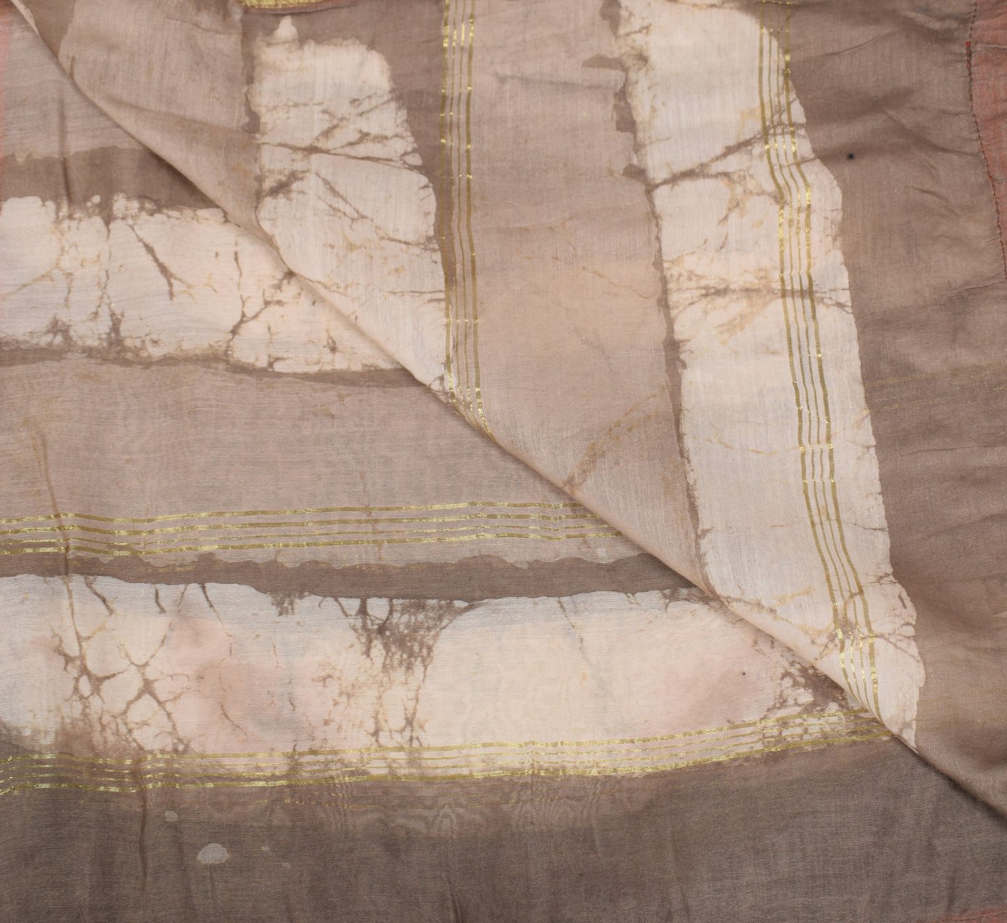 Sushila Vintage Batik Printed Dupatta Pure Cotton Silk Brown Long Stole