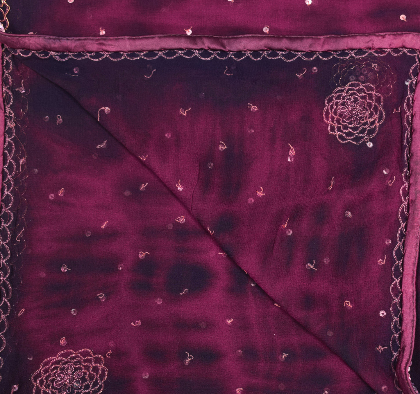 Sushila Vintage Dark Blue Tie-Dye Dupatta Pure Georgette Hand Beaded Long Stole