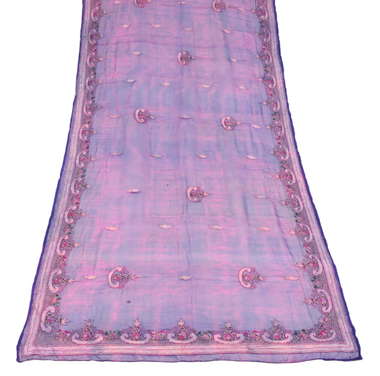 Sushila Vintage Magenta Tie-Dye Dupatta Pure Chiffon Embroidered Long Stole