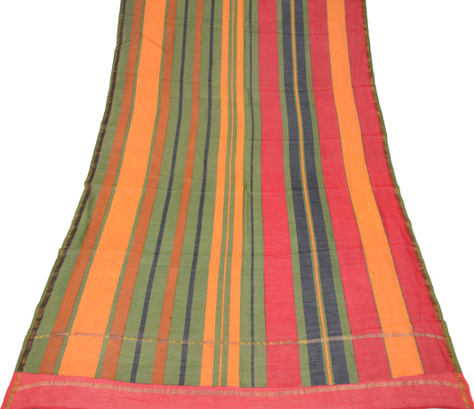 Sushila Vintage Multi-Color Dupatta Hand Block Printed Pure Cotton Silk Long Stole