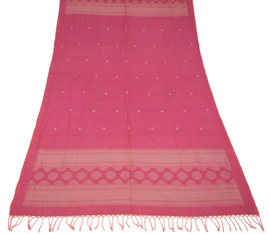 Sushila Vintage Magenta Dupatta Pure Cotton Hand Woven Soft Long Stole